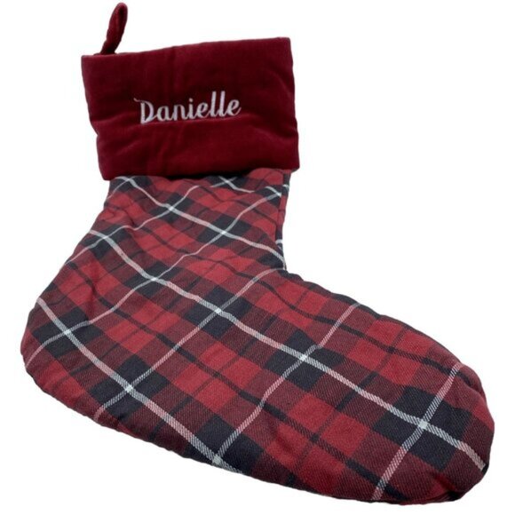Other - Pottery Barn Danielle Landon Plaid Christmas Holiday Xmas Stocking Red Black